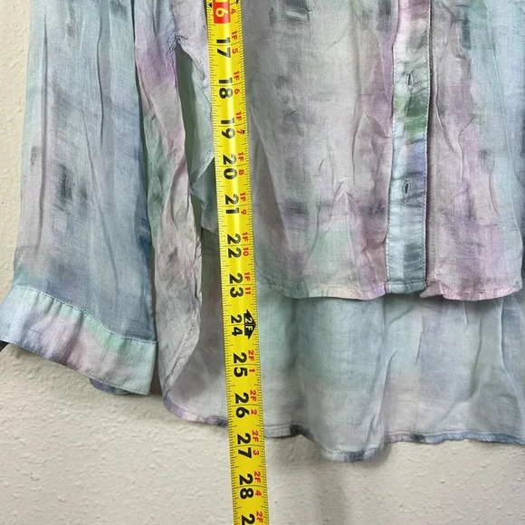 Bella Dahl Tie-dye High/low Button Down Shirt In Etheral Pastel size Small - Picture 10 of 13